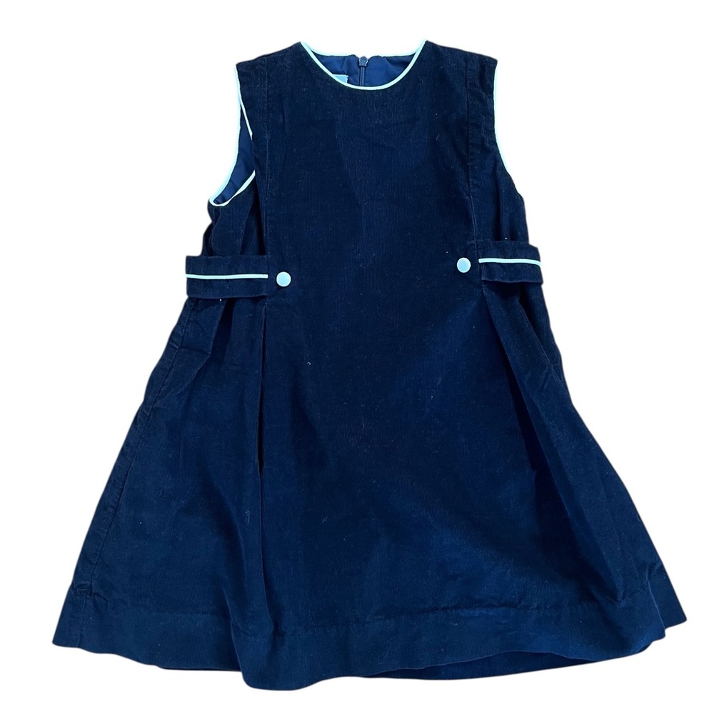Bella Bliss navy blue corduroy jumper with white piping